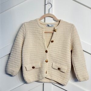 Zara Cream Knit Cardigan with Gold Buttons